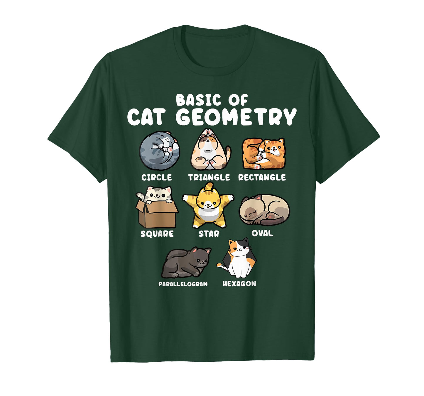 Cat Geometry Math Funny Cat Shapes Design for Cat Lovers T-Shirt