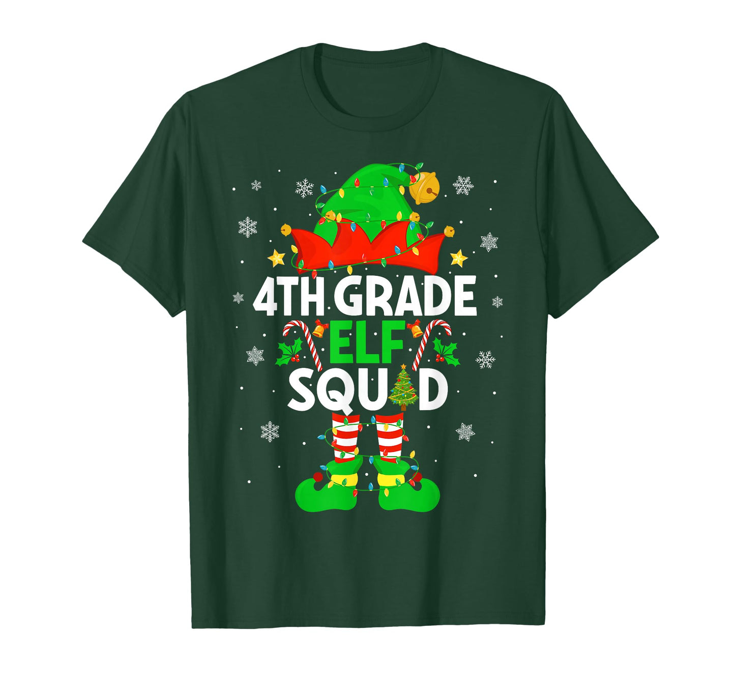 4th Grade Elf Squad Christmas Fourth Grade Christmas Teacher T-Shirt