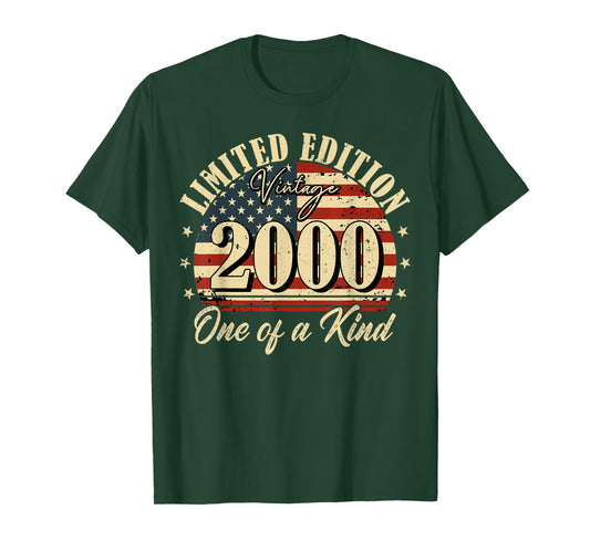 Vintage 2000 Limited Edition 25th Funny Birthday USA Flag T-Shirt