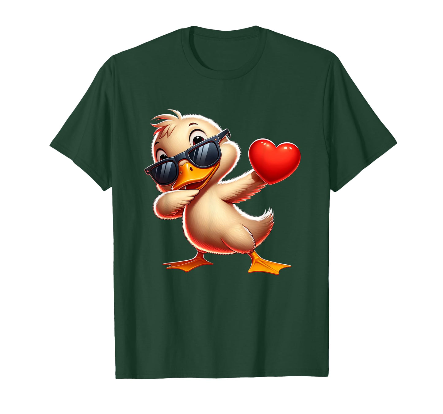Cute Funny Cool Duck Dabbing Heart Valentines Day T-Shirt