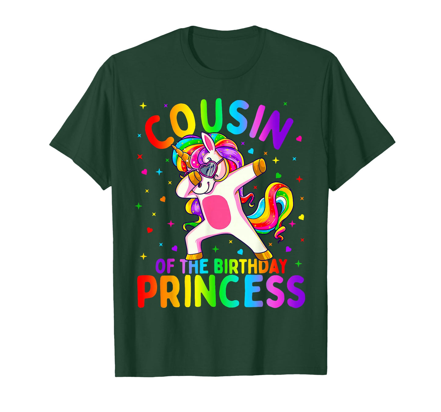 Cousin of The Birthday Princess Girl Dabbing Unicorn T-Shirt Small