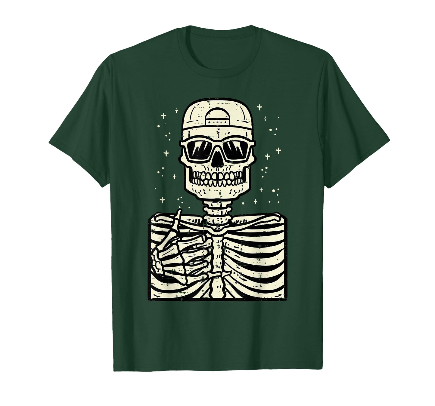 Rocker Skeleton Rock Cool Goth Halloween Men Boys Kids Teen T-Shirt