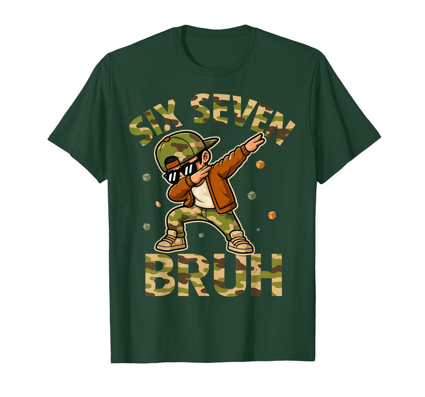 Six Seven Bruh 67 Meme 6 7 Dabbing Boys Camo Hunter Kid Teen T-Shirt