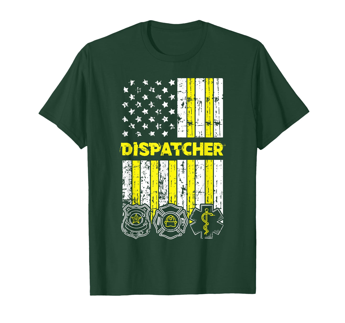 American Flag 911 Operator Dispatch-er Police Fire EMS Gift Women Kids Men T-Shirt