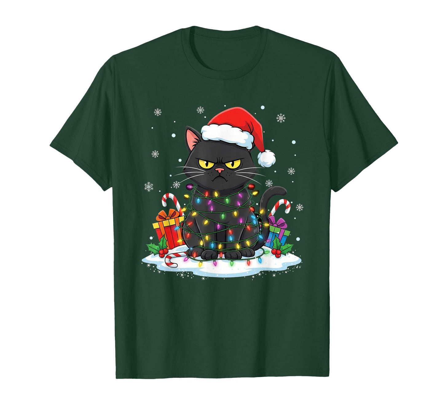 Funny Black Cat Christmas for Men Women Youth Girls T-Shirt