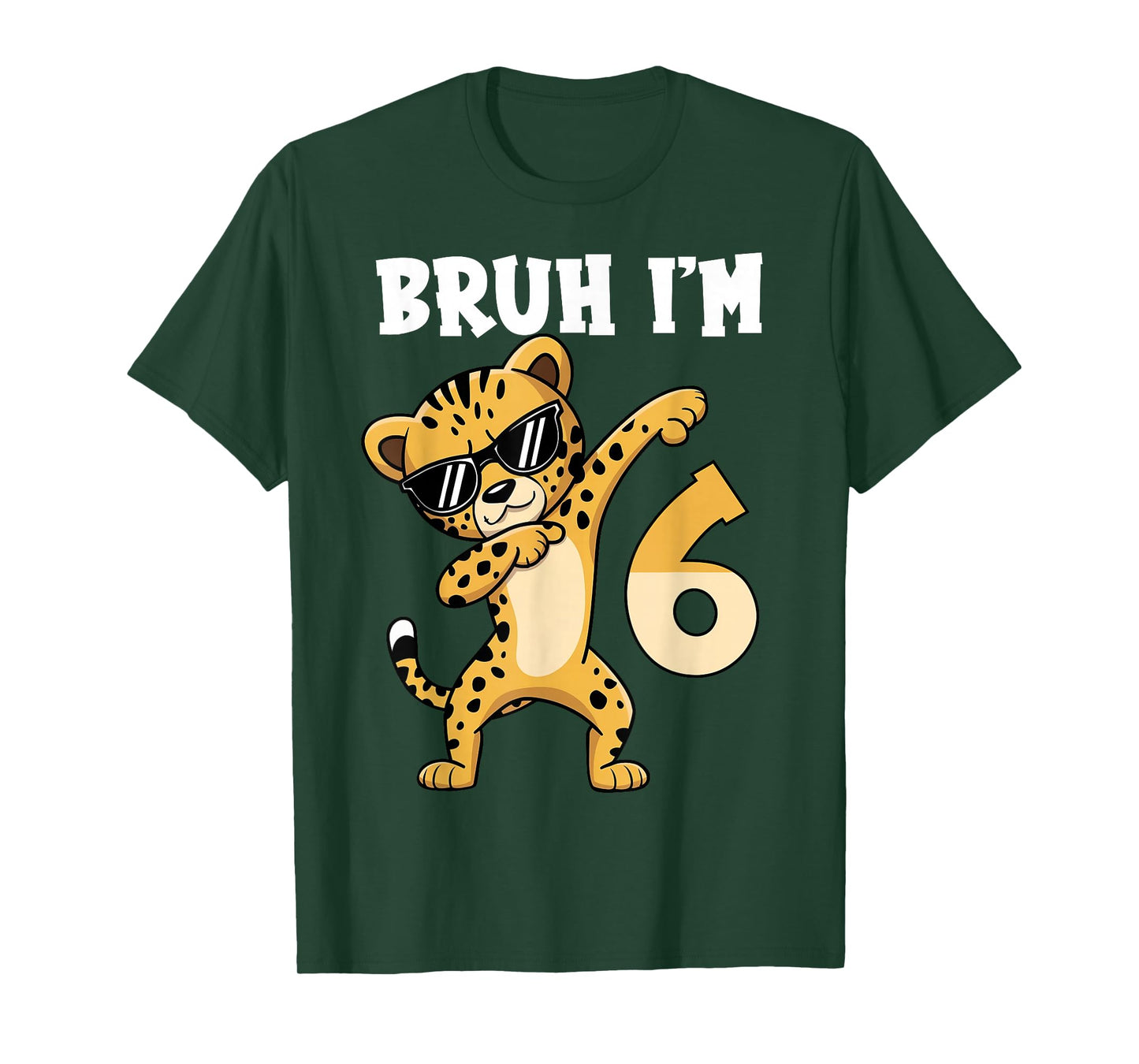 Bruh I'm 6 Years Old Dabbing Cheetah 6th Birthday Boy Kids T-Shirt