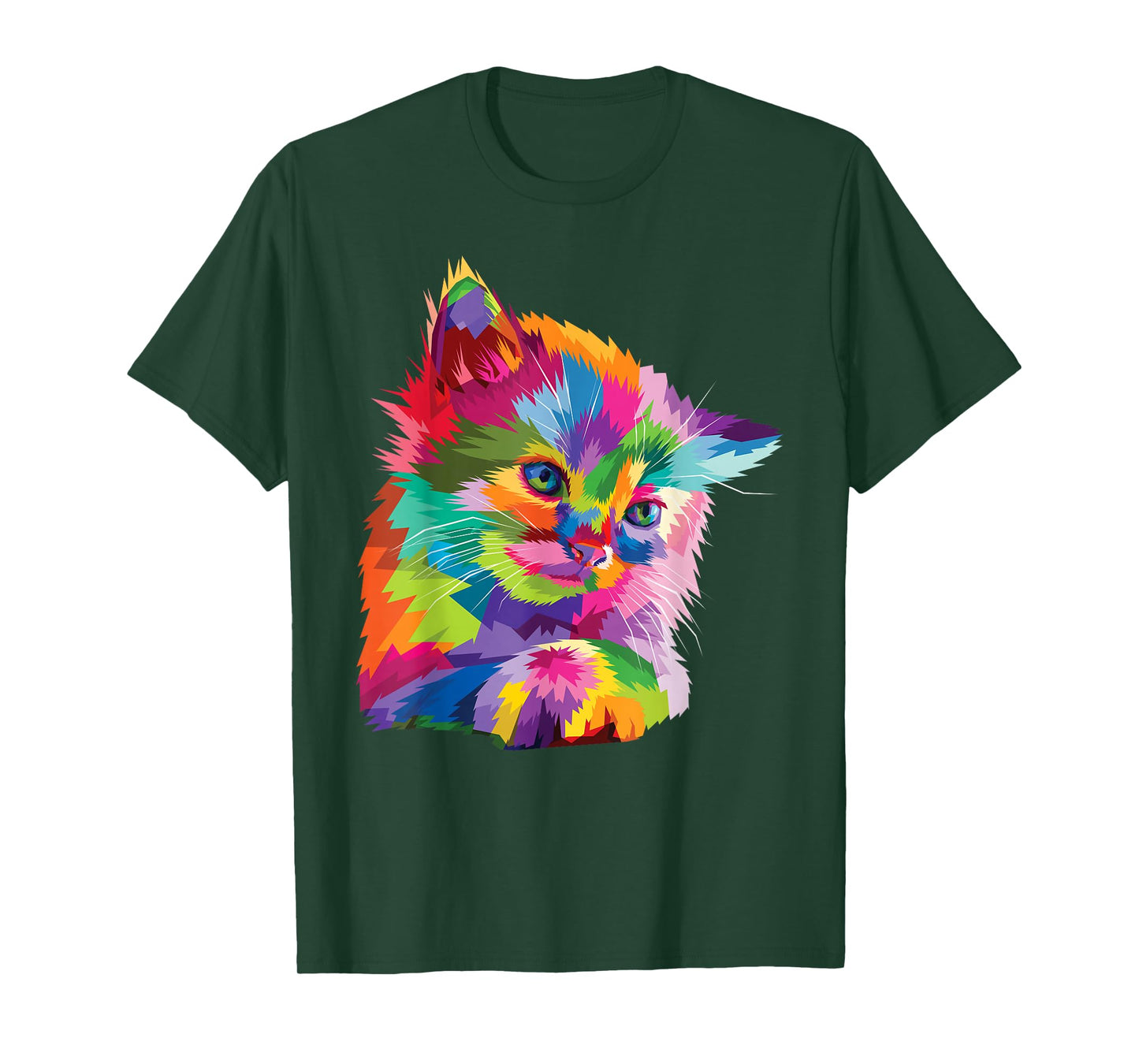 Rainbow Kitten Colorful Feline Mosaic Kitty Portrait T-Shirt