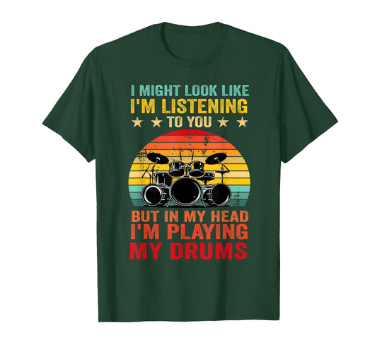 Funny Drummer Men Women Drumline Drumming Musical Instrument T-Shirt