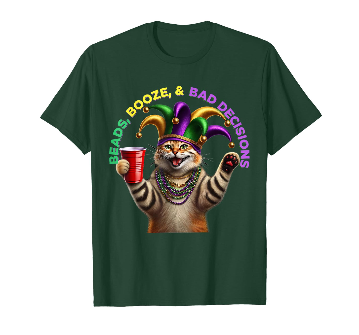 Matching Mens Womans Funny Meowdi Gras Cat Mardi Gras T-Shirt