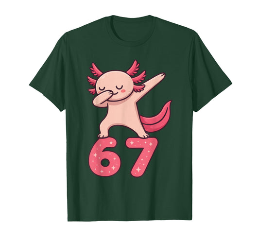 Axolotl Dabbing 67 Meme Six Seven Funny Gen Alpha T-Shirt