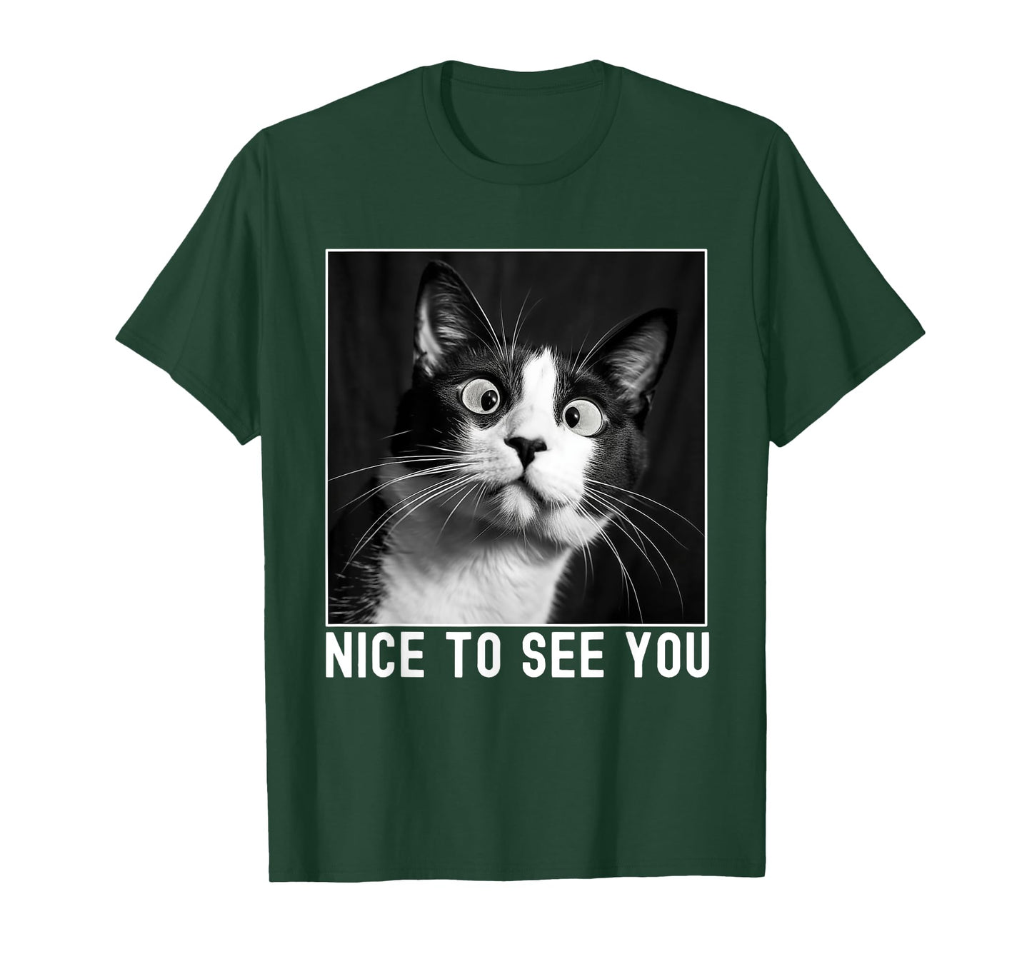 Funny Cat Nice To See You Cross Eyed Funny Joke Meme T-Shirt