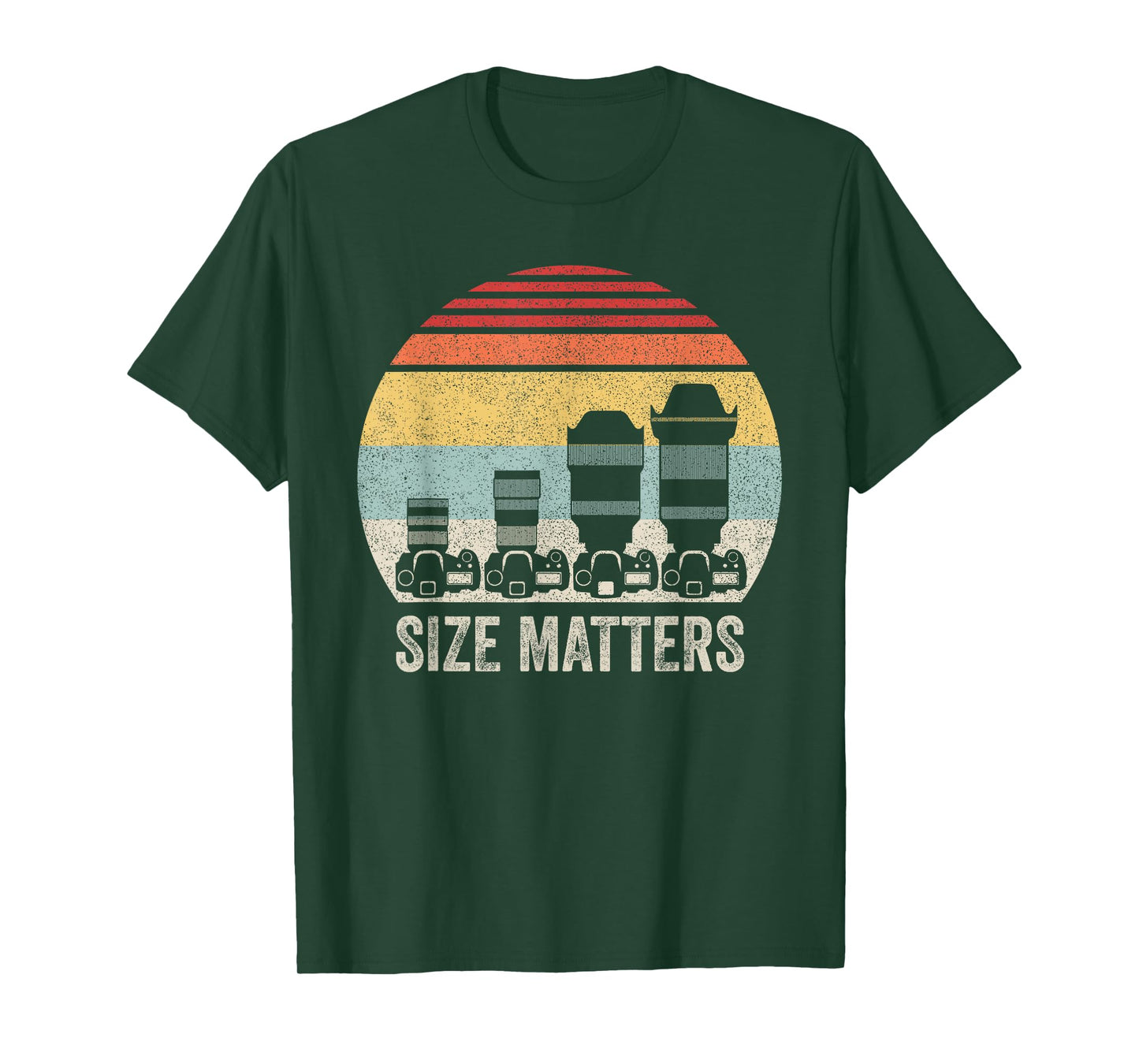 Catch Some Rays Vintage Retro Funny Photography Camera Lens Size Matters Unisex Adult Black T-Shirt