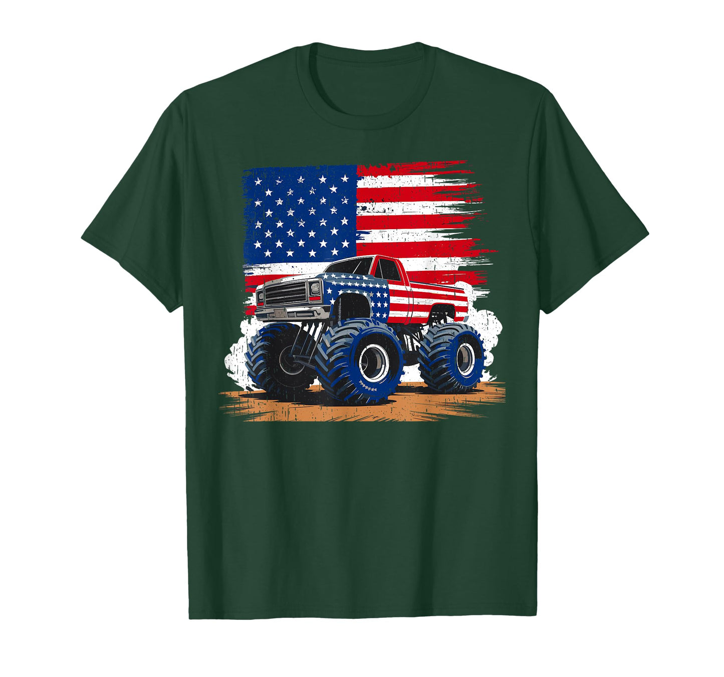 USA T Shirt Monster Truck USA Flag American Retro T-Shirt
