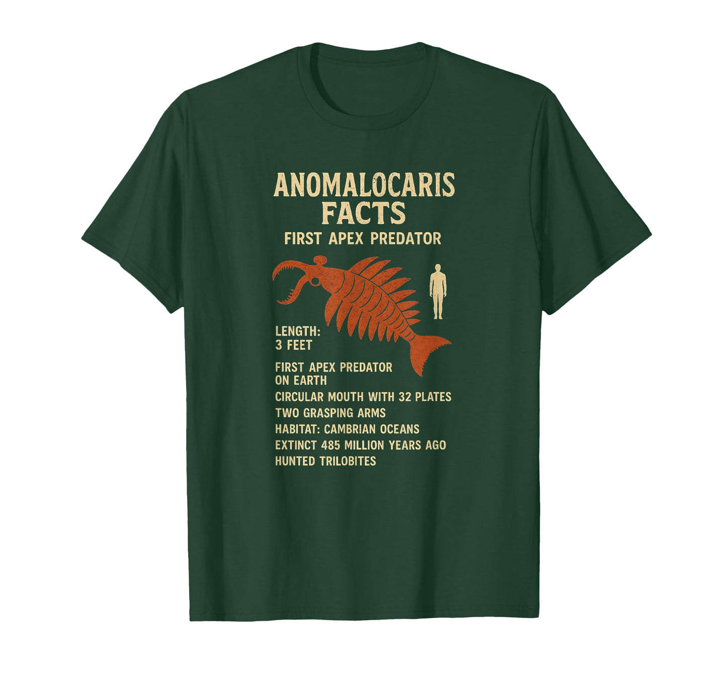 Anomalocaris Facts First Apex Predator Cambrian T-Shirt
