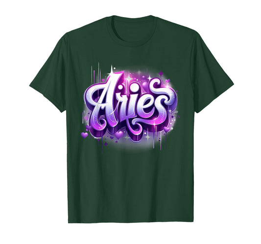 Pink & Purple Aries Zodiac Star Sign T-Shirt