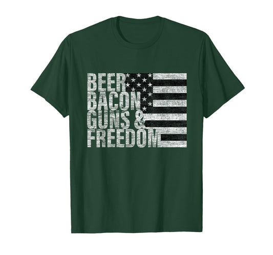 Beer Bacon Guns & Freedom T-shirt Flag Tee T-Shirt