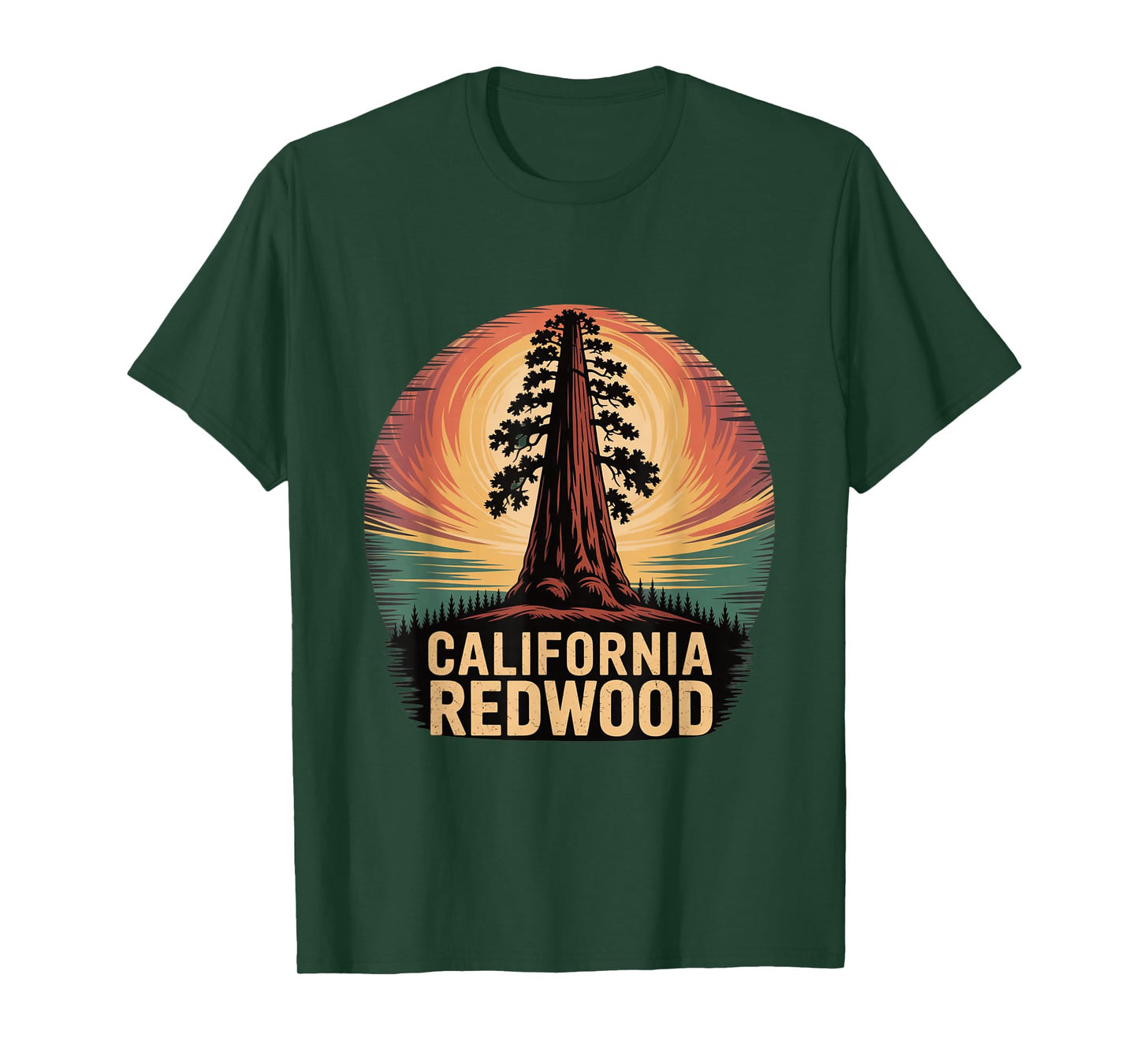 California Redwood Tree Sunset Nature Outdoor Lovers T-Shirt
