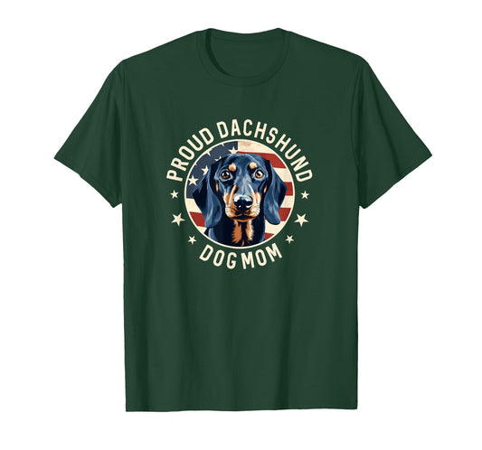 Proud Dachshund Mom American Flag, Dachshund Dog Mom T-Shirt