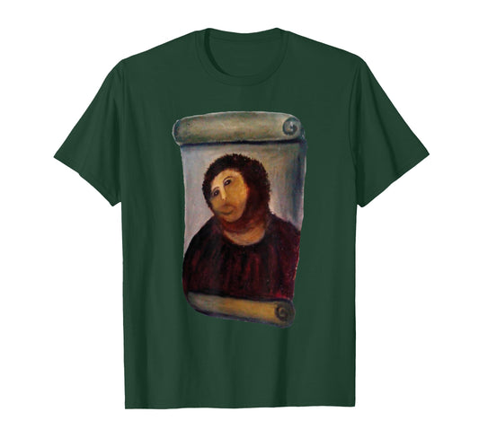 Art Banana Funny Cool T-Shirt: Ecce Homo Cecilia Graphic, Jesus, Dark Red, Unisex, X-Small, Black, Short Sleeve, Cotton 60% Polyester 40%