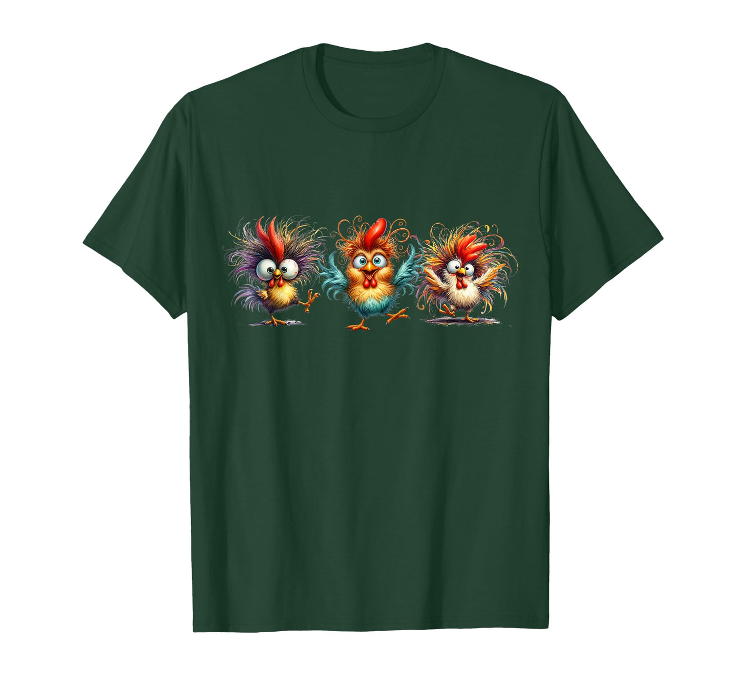 Chicken Art Crazy Chicken For Men Women Kid Boy Eagerlys Colorful Funny Chicken Art, Classic Modern Floral, Black, Unisex, Short Sleeve, T-Shirt, Small