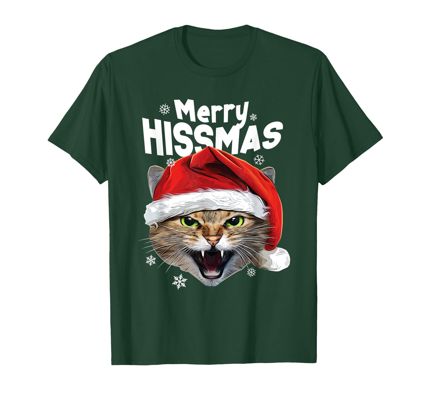 Cool Christmas Cat T Shirt 'Merry HISSmas' for Cat Lovers T-Shirt