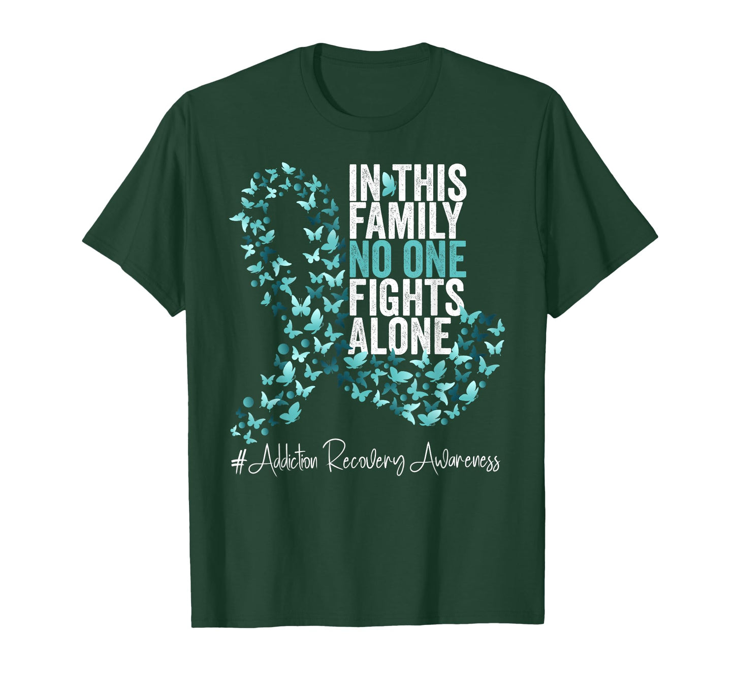 Addiction Recovery Awareness Month Teal Ribbon T-Shirt