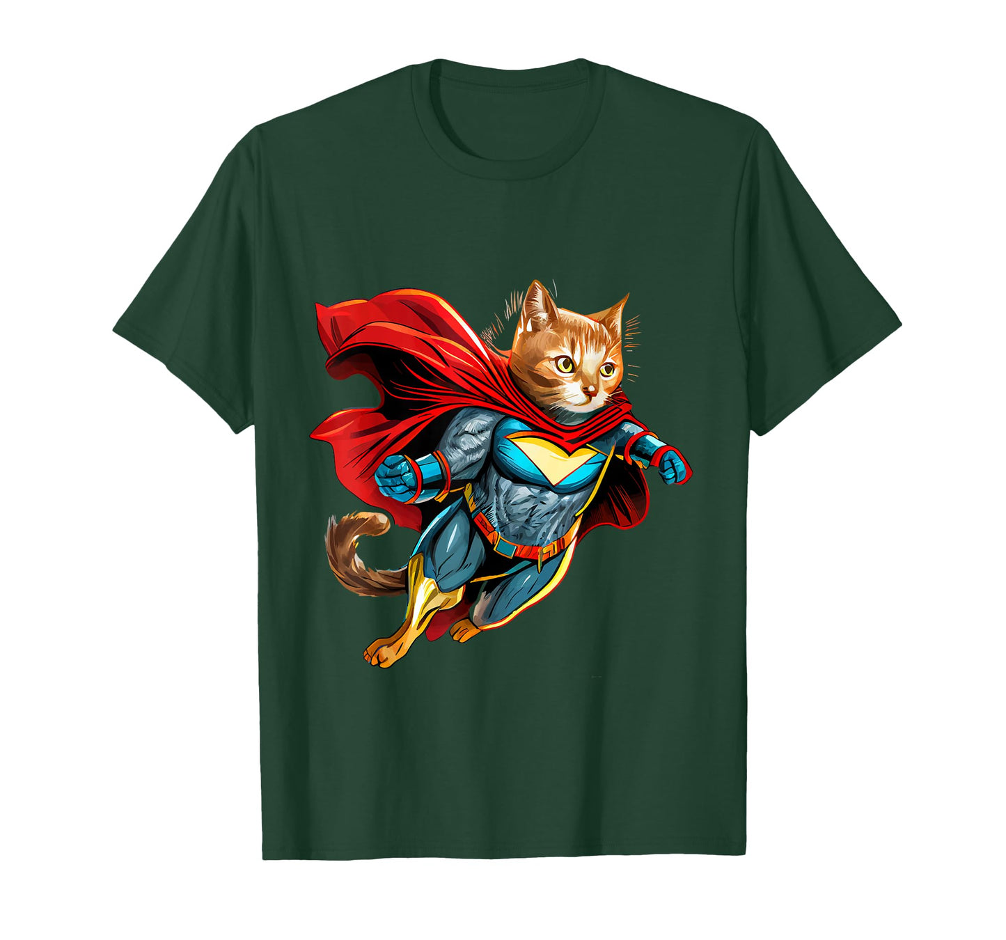 Superhero Cat Red Cape Super Hero Cat Kitten Kitty T-Shirt