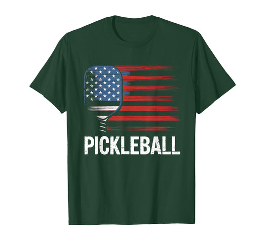 Vintage Pickleball USA Flag Paddleball Sport Mens Women Kids T-Shirt