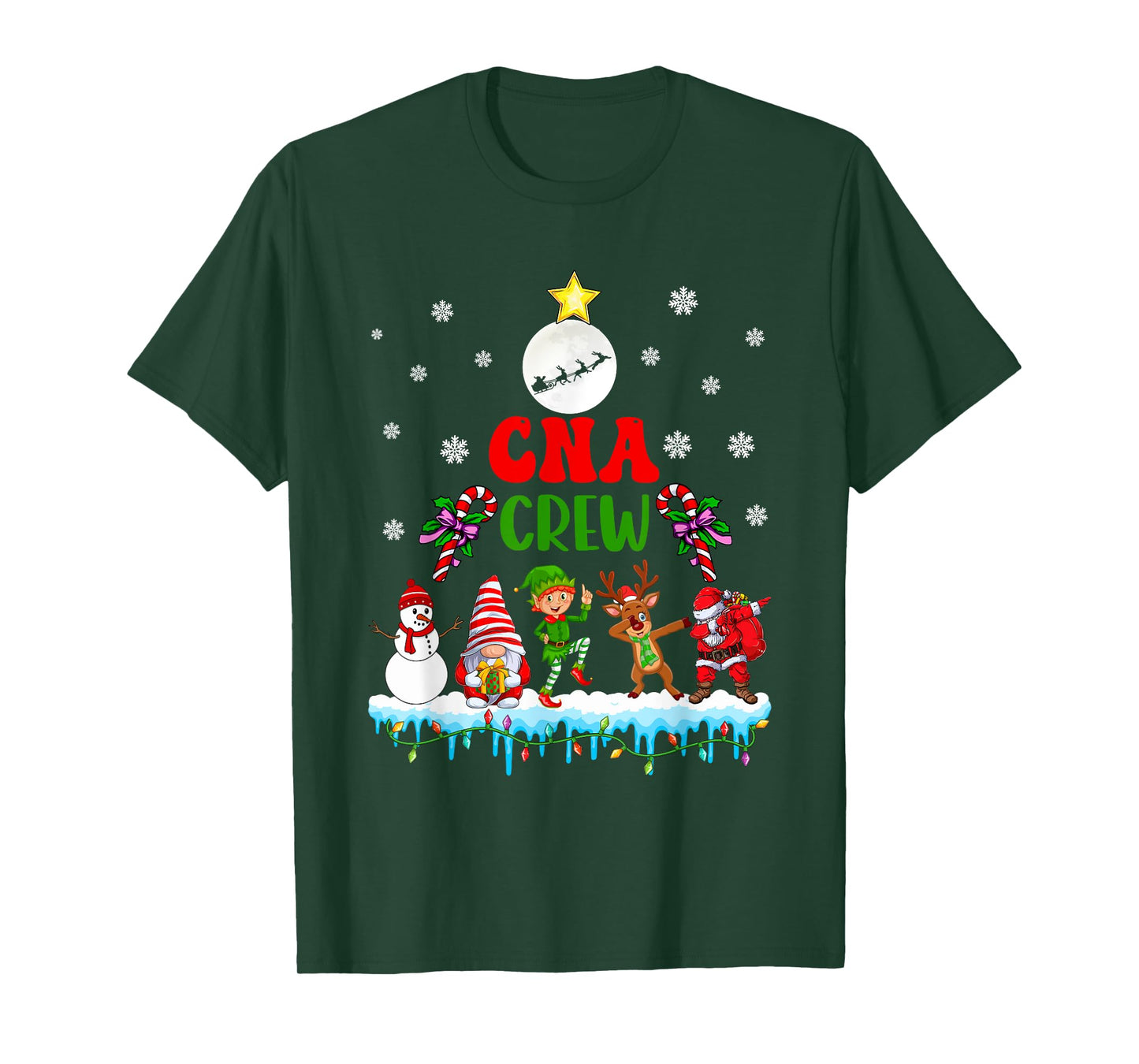 CNA Crew Xmas Dabbing Reindeer Santa Elf Proud Nurse Nursing T-Shirt
