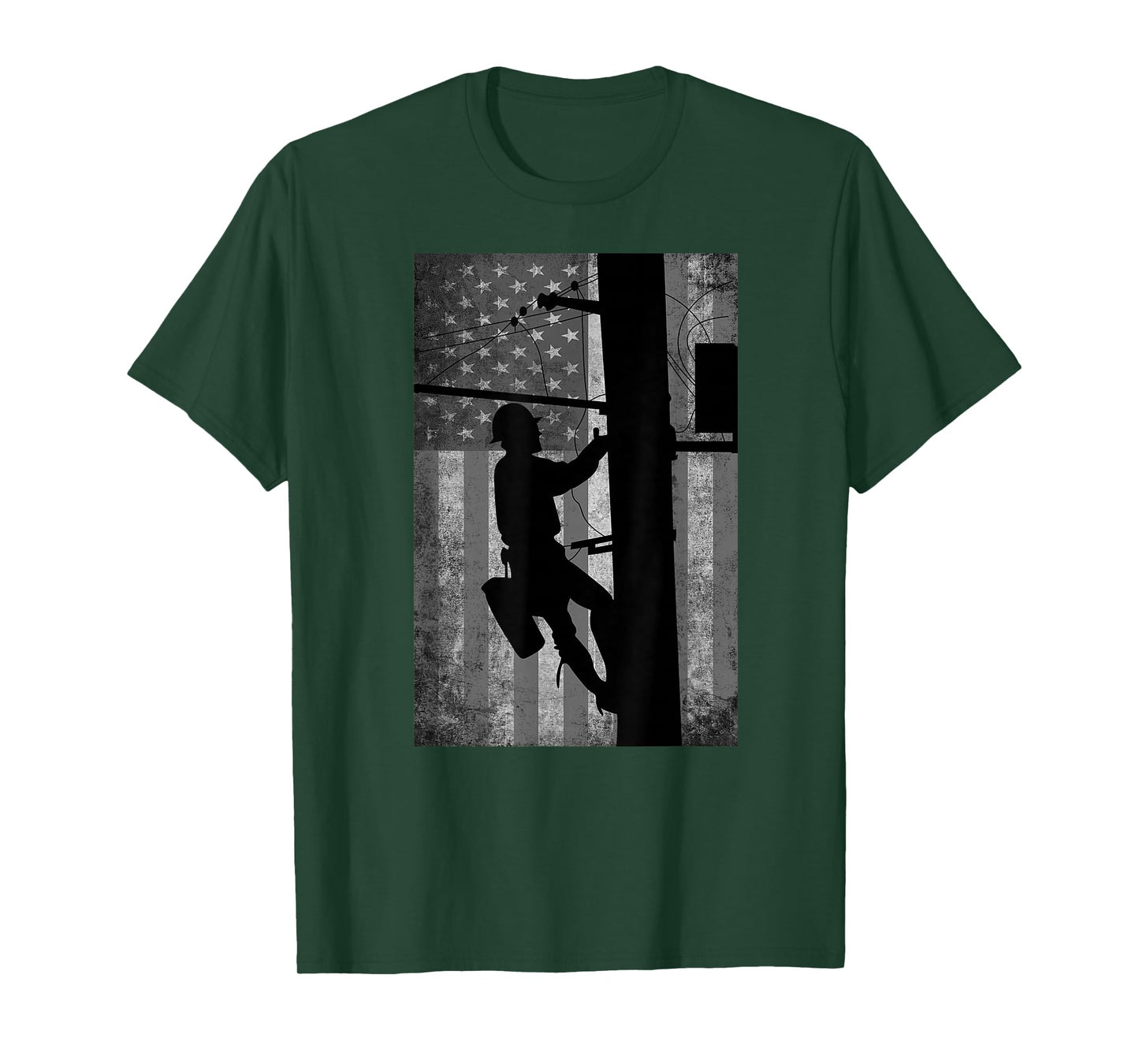Lineman American Flag | Electric Cable Lineman Gift T-Shirt