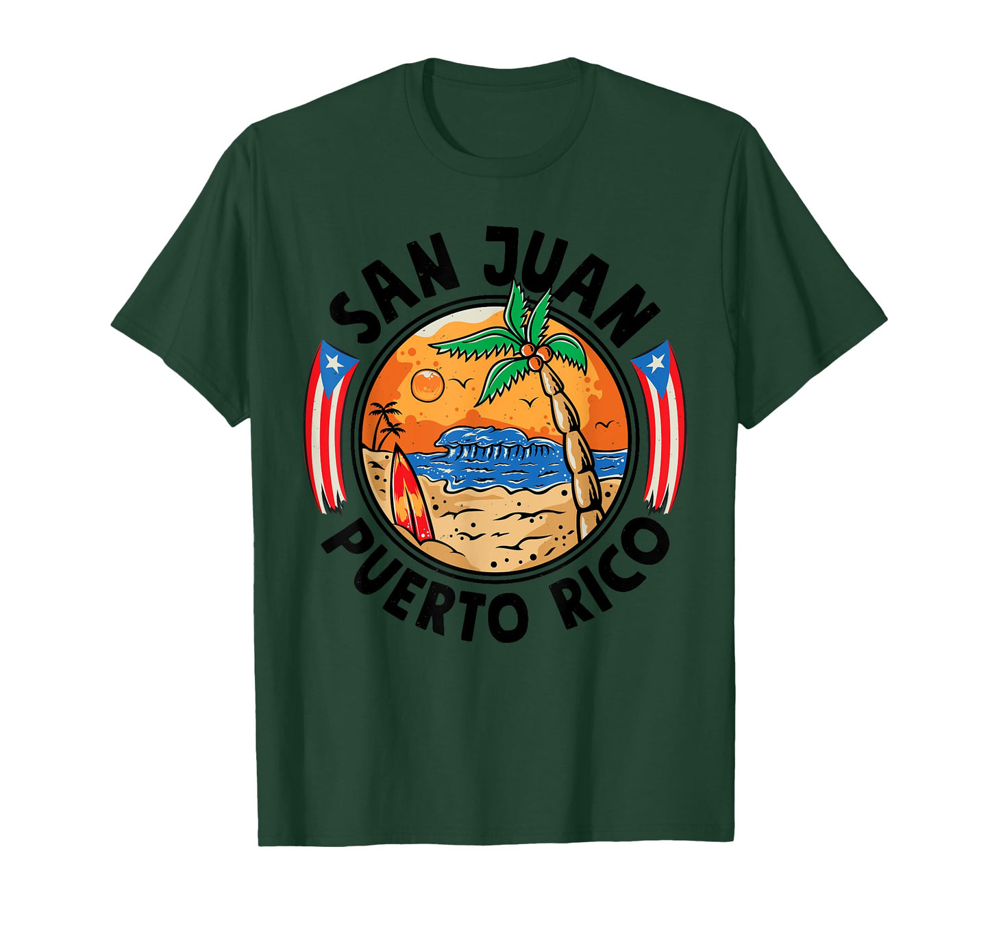 San Juan Puerto Rico Beach Retro Vintage 70s Sunset Summer Men Women Girls Kids T-Shirt