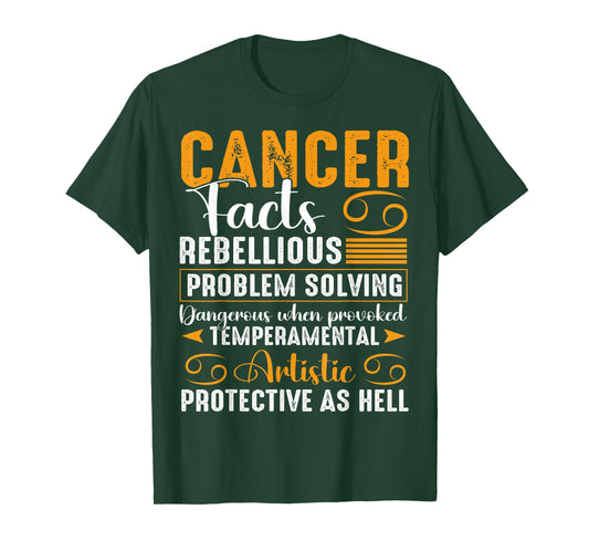 Cancer Facts Cancer Zodiac Sign June July Birthday Men Women T-Shirt