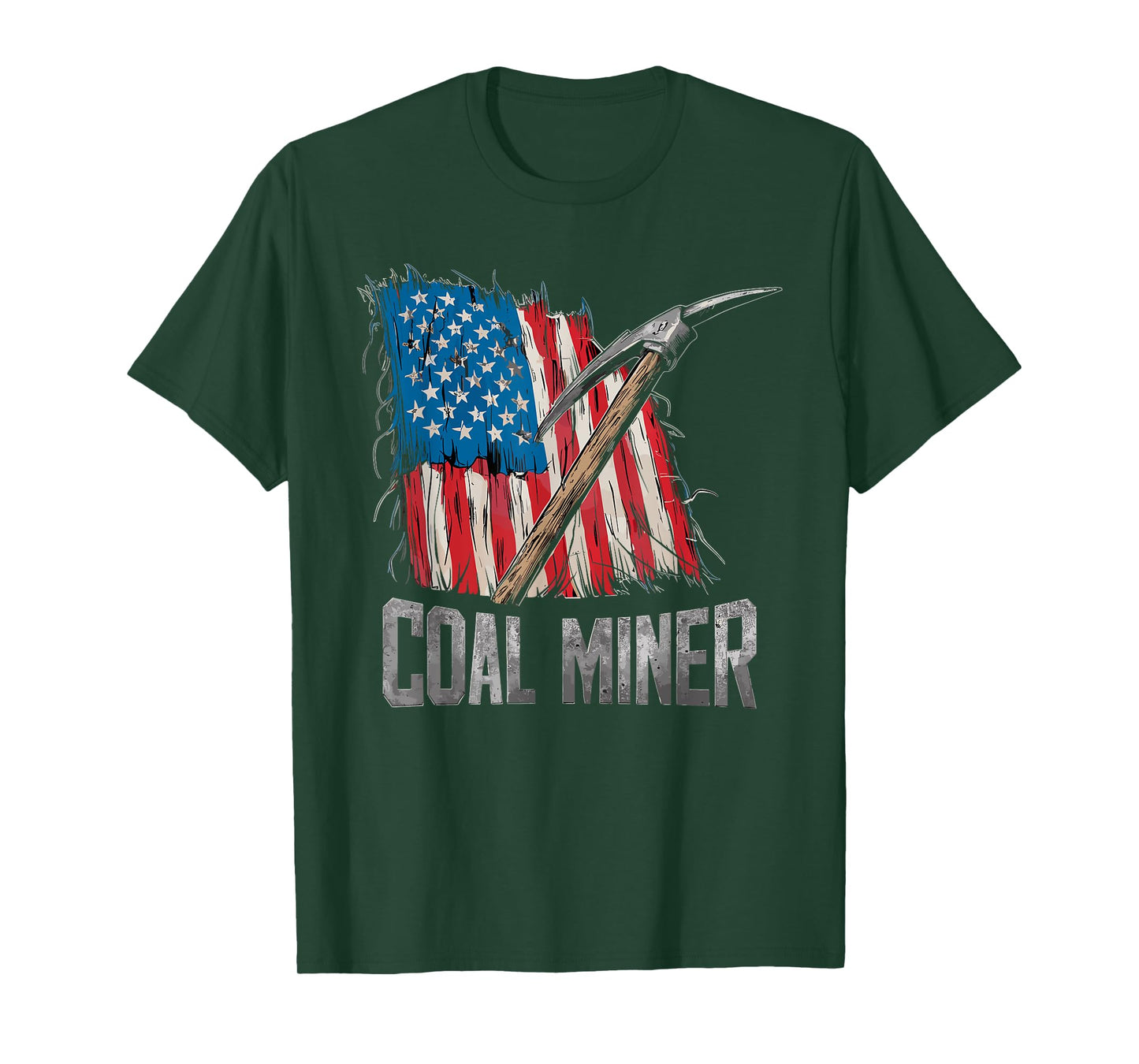 American USA Flag Coal Miner Mining Miners Carbon Coals Mine T-Shirt for Women Men