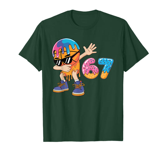67th Birthday Dabbing Basketball Drip Number Ice Cream 67 T-Shirt