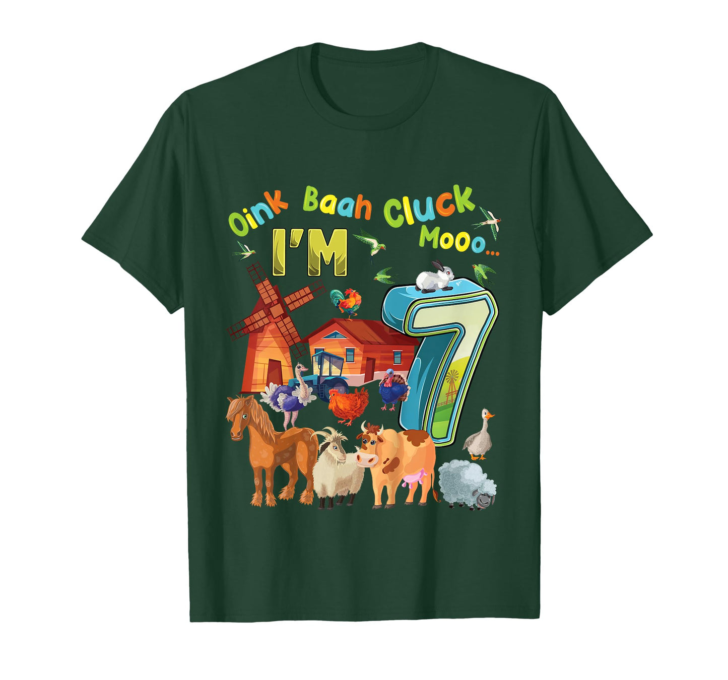 Barnyard 7th Birthday Farm Animals 7 Years Old Farming T-Shirt