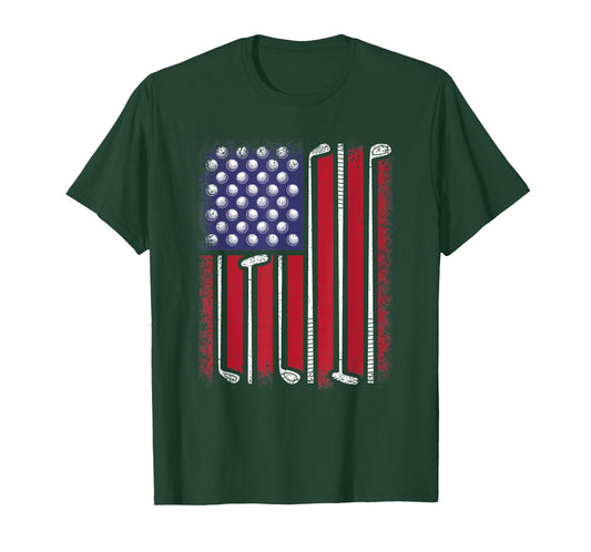 Funny Golf American Flag Golf Player Vintage Golfer Men Boys T-Shirt