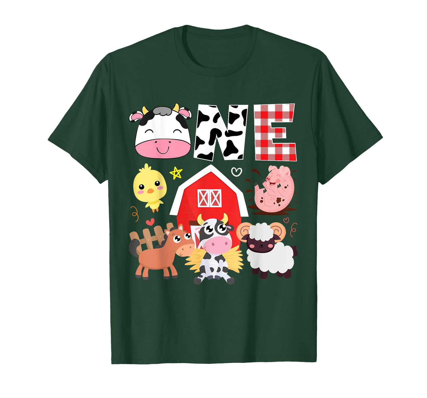 1st Birthday One Year Old Farm Theme Animals Birthday Party T-Shirt