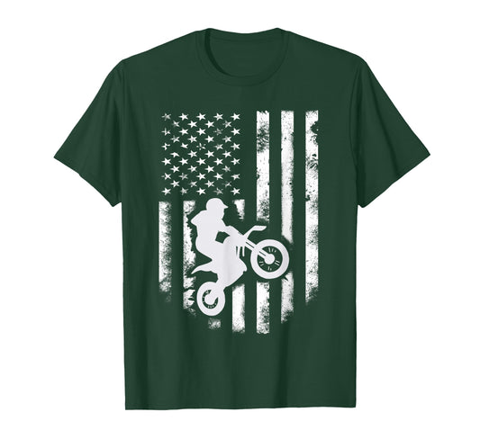 American Flag Motorcross Braap Dirt Bike Off Road Enduro Women Kids Men T-Shirt