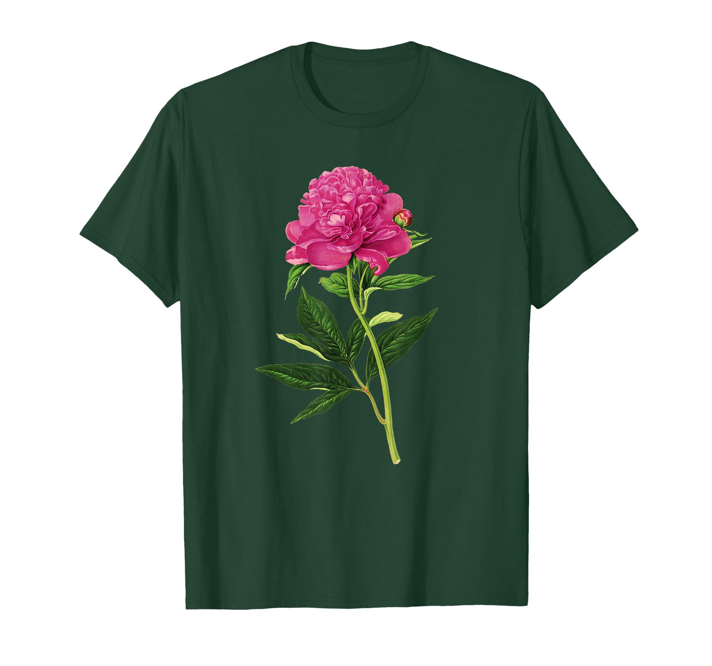 Vintage Botanical Print, Fuchsia Pink Peony T-Shirt
