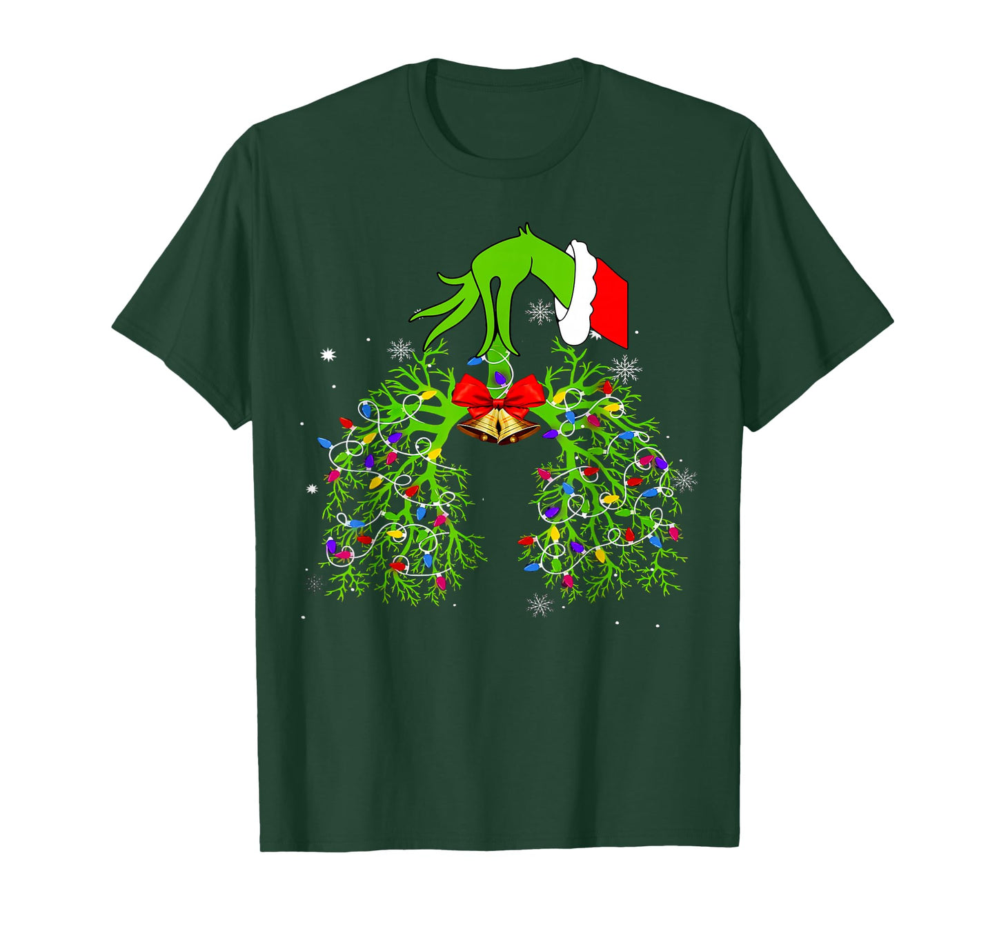 Christmas Nurse, Respiratory Therapist, Lung Xmas Lights T-Shirt