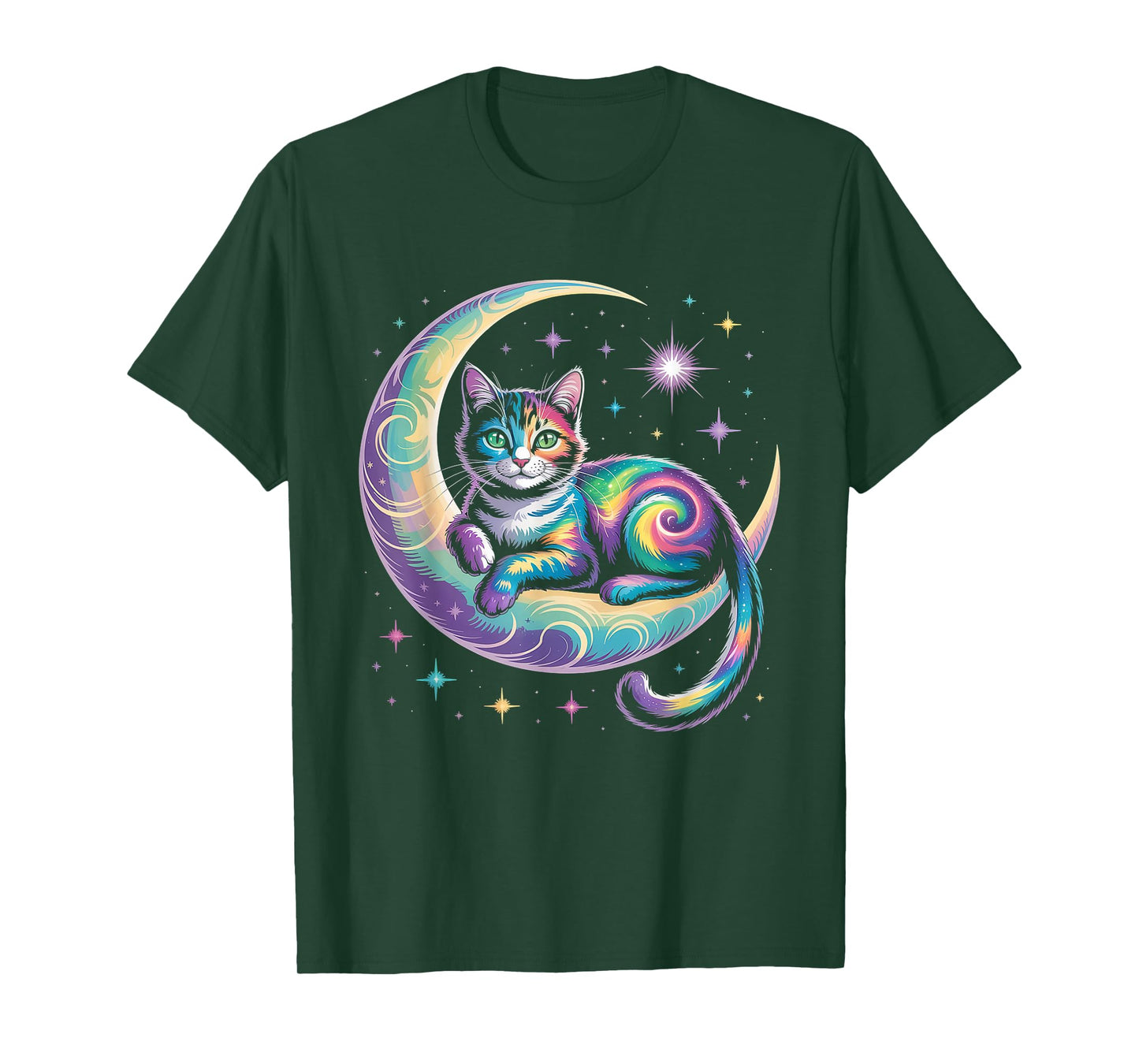 Mystical Space Cosmic Cat T-Shirt - Galaxy Kitten Graphic T-Shirt