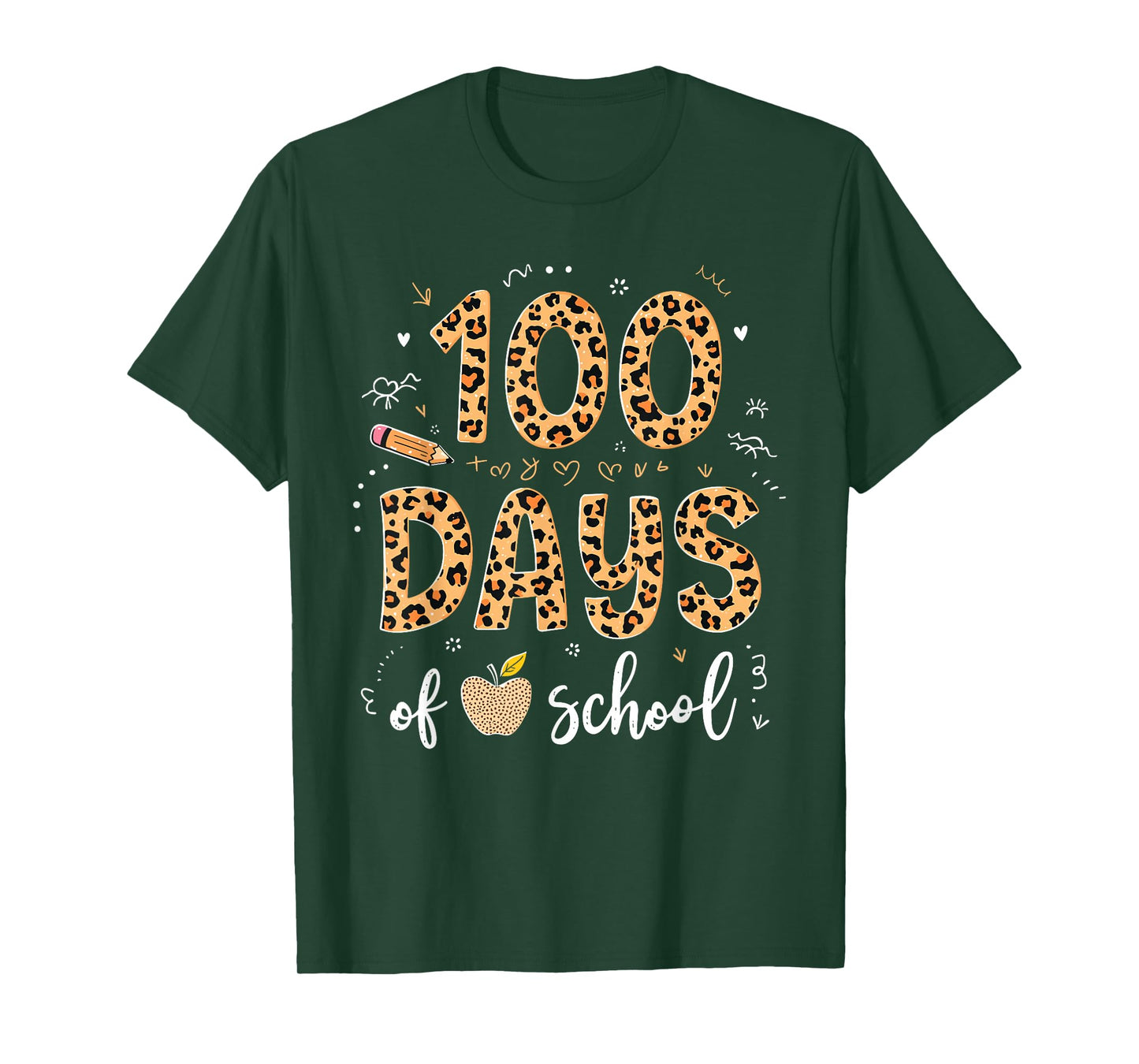 100 Days of School Leopard Print Design for Kids & Teachers T-Shirt