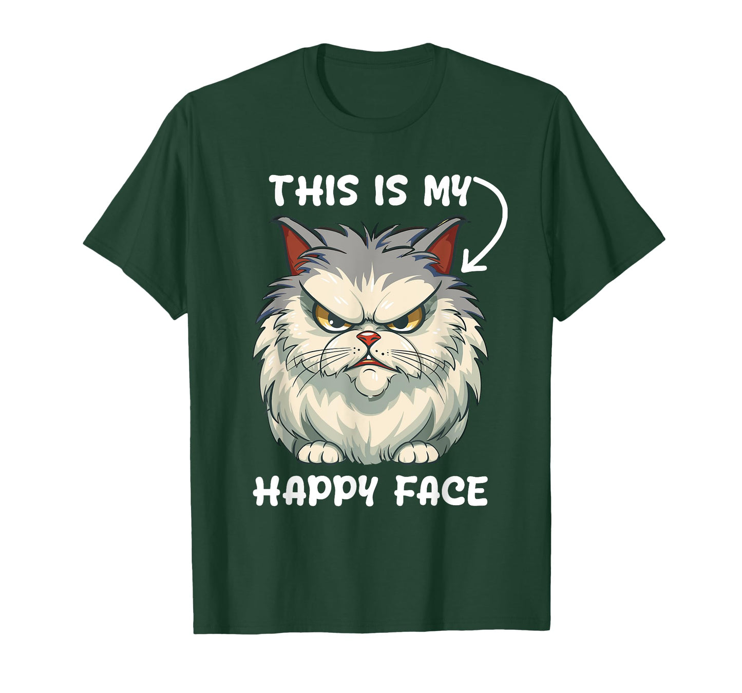 This Is My Happy Face Funny Cat With Grumpy Face Cat Lover T-Shirt