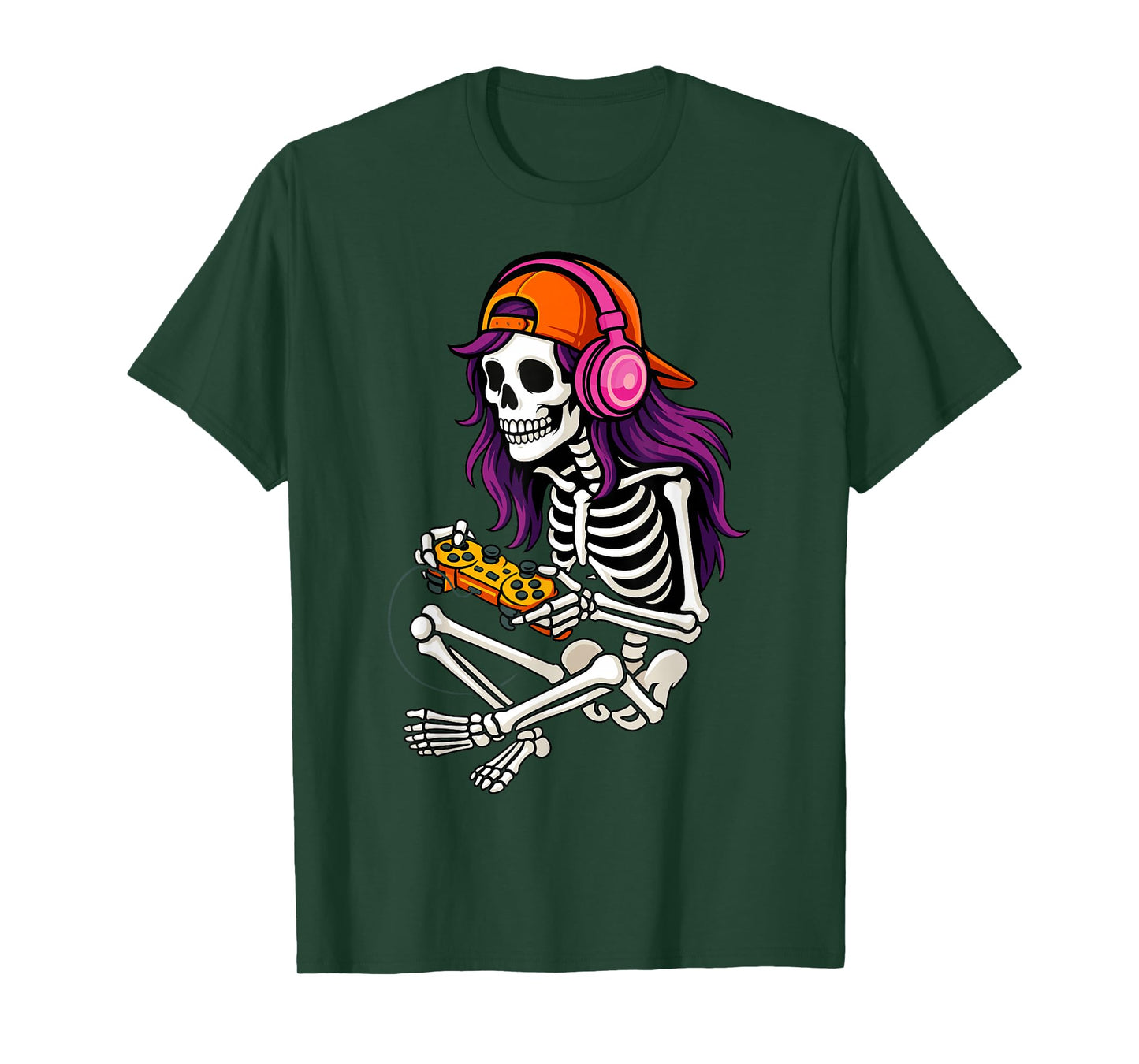 Skeleton Girl Gamer Funny Halloween Costume Spooky Gaming T-Shirt