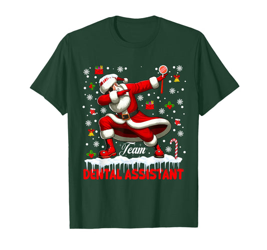 Team Dental Assistant Christmas Santa Dabbing Matching Job T-Shirt