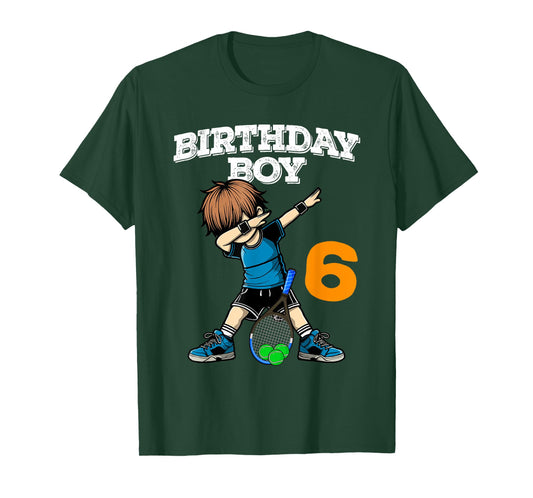 Funny Dabbing 6th Birthday Boy tennis 6 Year Old Boys T-Shirt