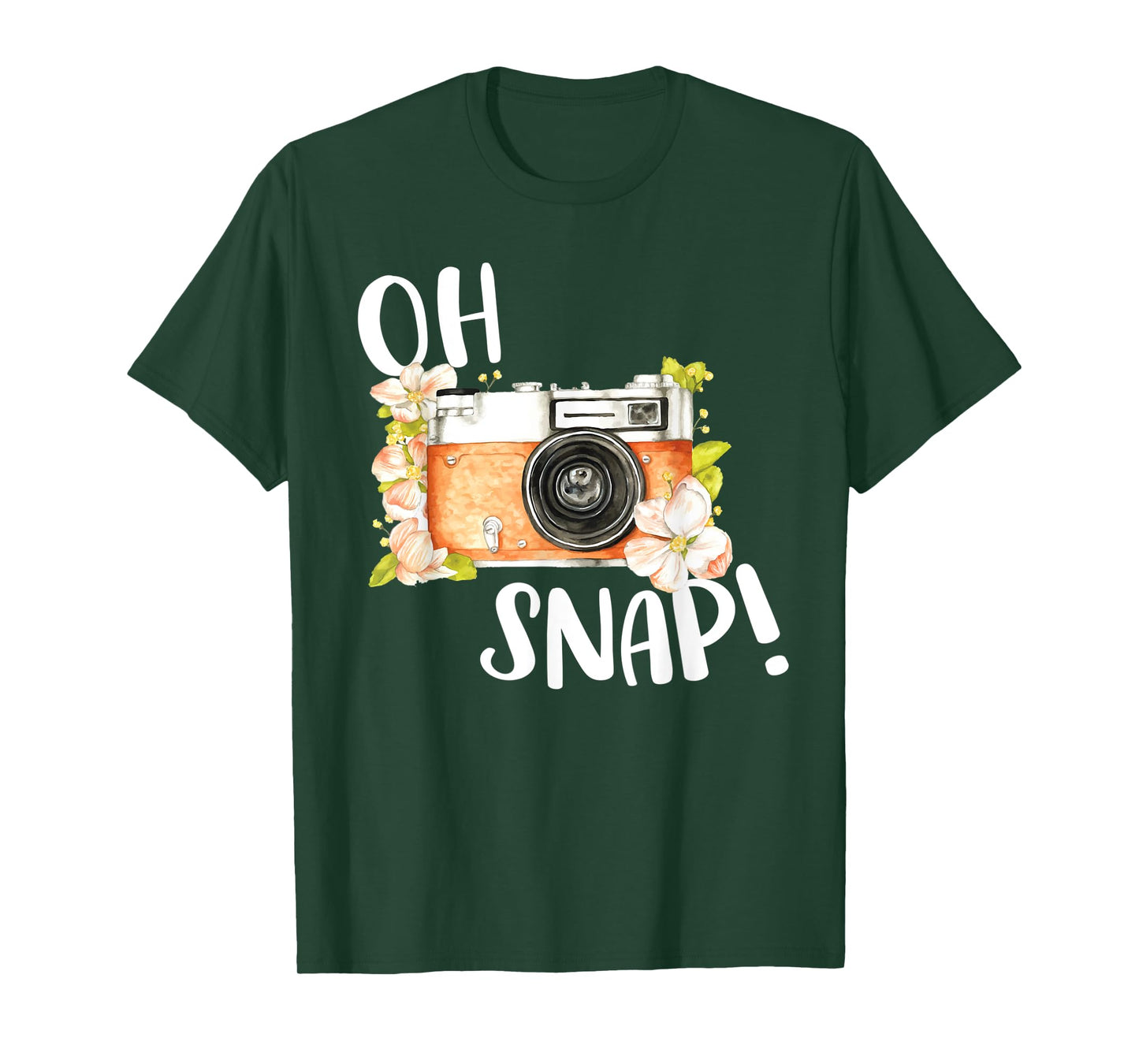 Oh Snap Funny Retro Camera Lover Floral Vintage Photography T-Shirt