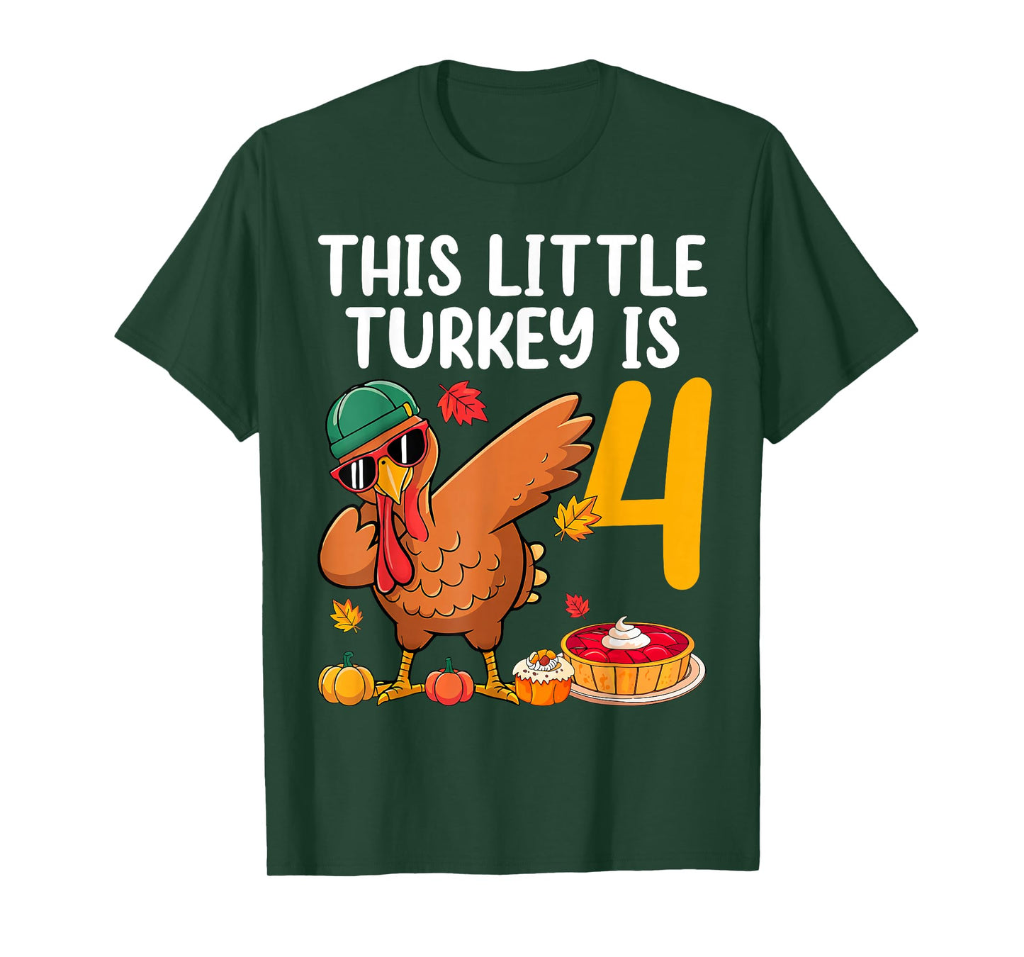 This Little Turkey is 5 Dabbing Boys 4th Bday Thanksgiving T-Shirt