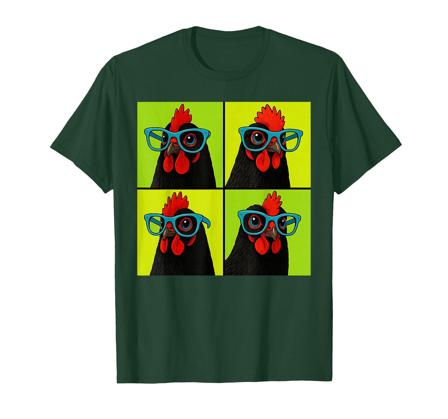 Chicken Wearing Blue Glasses Funny Farm Bird T-Shirt