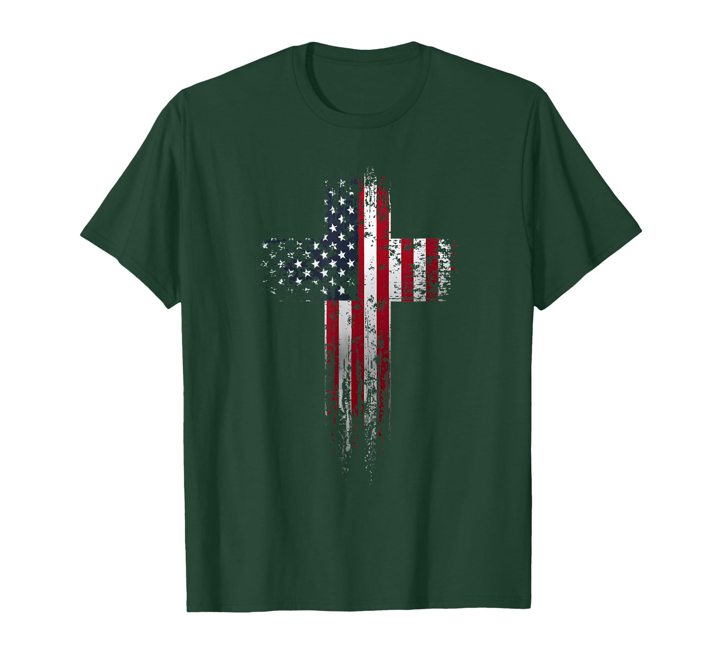 American USA Flag Christian Cross T-Shirt